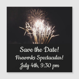 White and Gold Fireworks I Patriotic Celebration Magnetkarte