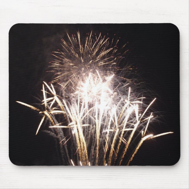 White and Gold Fireworks I Patriotic Celebration Mousepad (Vorne)
