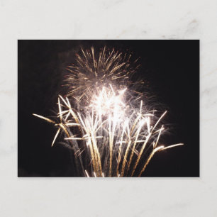 White and Gold Fireworks I Patriotic Celebration Postkarte