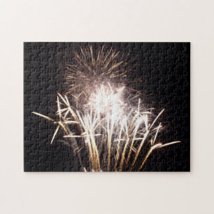 White and Gold Fireworks I Patriotic Celebration Puzzle
