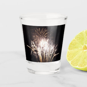 White and Gold Fireworks I Patriotic Celebration Schnapsglas