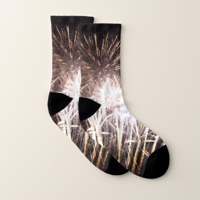 White and Gold Fireworks I Patriotic Celebration Socken (Paar)