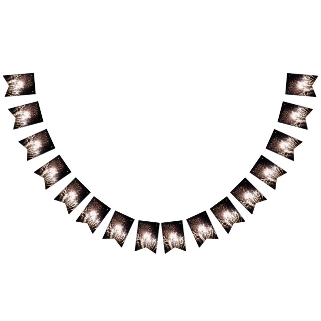 White and Gold Fireworks I Patriotic Celebration Wimpelkette (Alle)