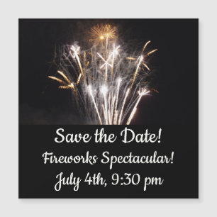 White and Gold Fireworks II Patriotic Celebration Magnetkarte