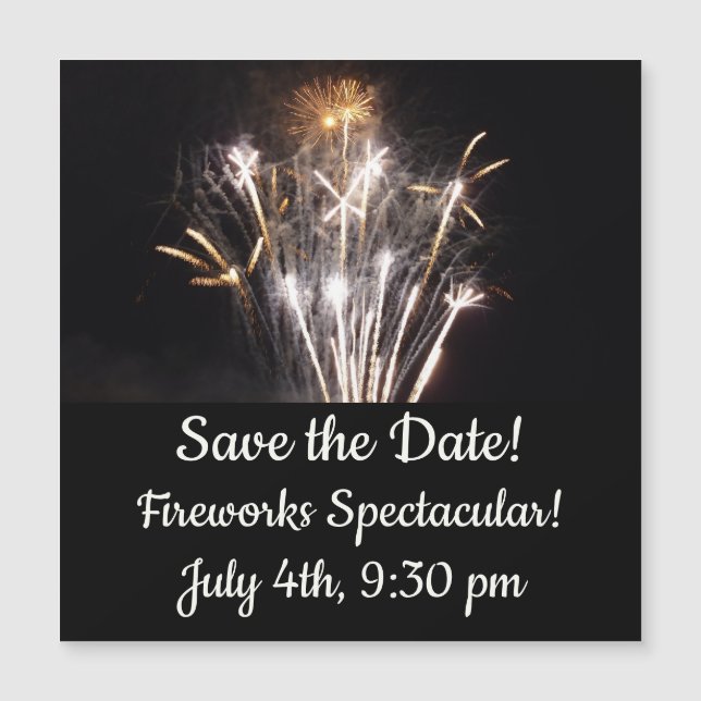 White and Gold Fireworks II Patriotic Celebration Magnetkarte (Vorderseite)