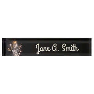 White and Gold Fireworks II Patriotic Celebration Namensplakette