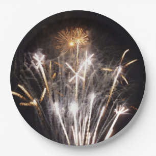 White and Gold Fireworks II Patriotic Celebration Pappteller