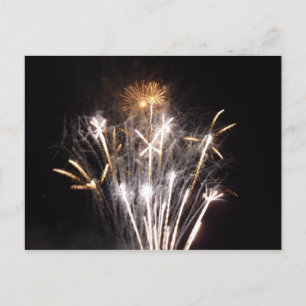 White and Gold Fireworks II Patriotic Celebration Postkarte