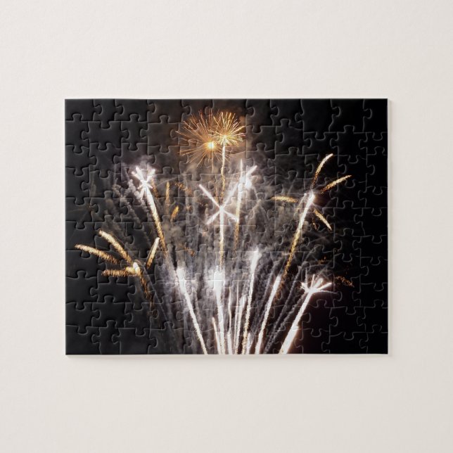 White and Gold Fireworks II Patriotic Celebration Puzzle (Horizontal)