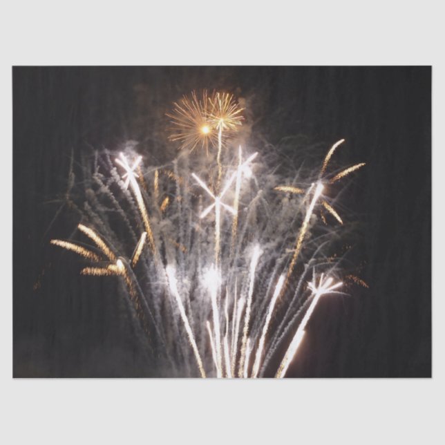 White and Gold Fireworks II Patriotic Celebration Seidenpapier (Vorderseite)