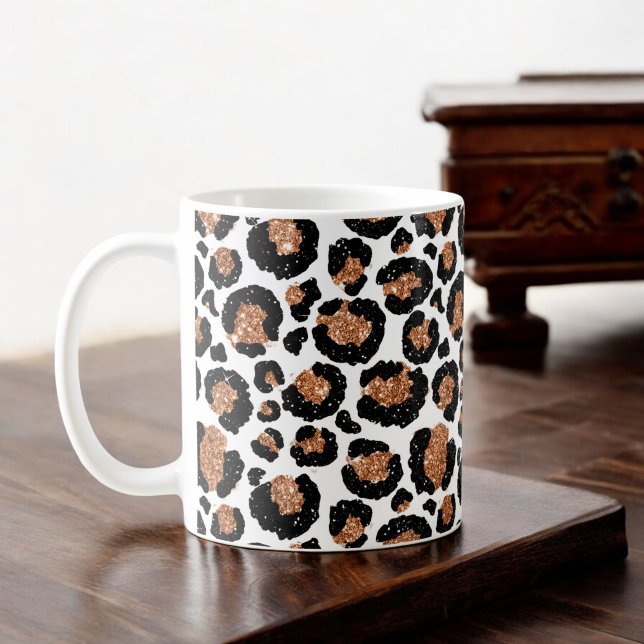 White and Gold Foil Cheetah - Leopard Muster Kaffeetasse (Von Creator hochgeladen)
