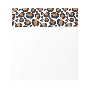 White and Gold Foil Cheetah - Leopard Muster Notizblock