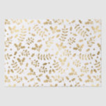 White and Gold Foil Christmas Holly Seidenpapier<br><div class="desc">Elegantes Gold Foil Weihnachtsmuster</div>