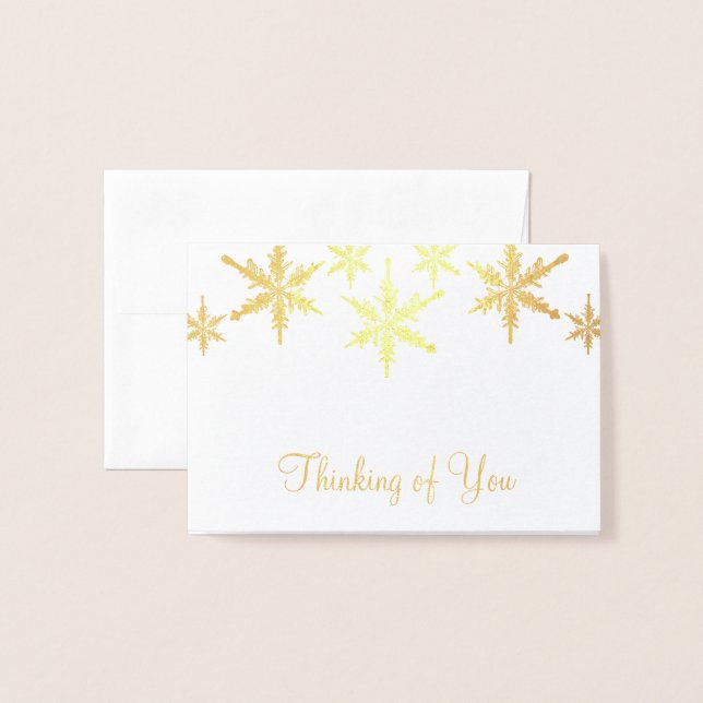 White and Gold Foil Snowflake Denken Sie an Ihre K Folienkarte (Vorderseite mit Umschlag)