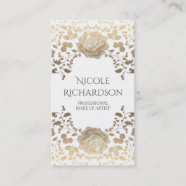 White and Gold Foliage Elegante Schönheit Vintag Visitenkarte