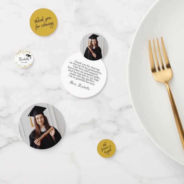 White and Gold Glitzer Dust Abschluss Vielen Dank Konfetti (Gruppe)