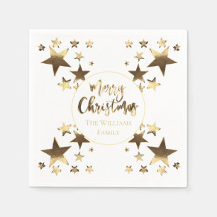 White and Gold Look Star Muster Elegante Weihnacht Serviette