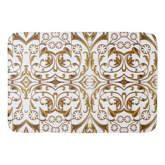 White and Gold Luxury Bath Mat Badematte (Vorderseite)