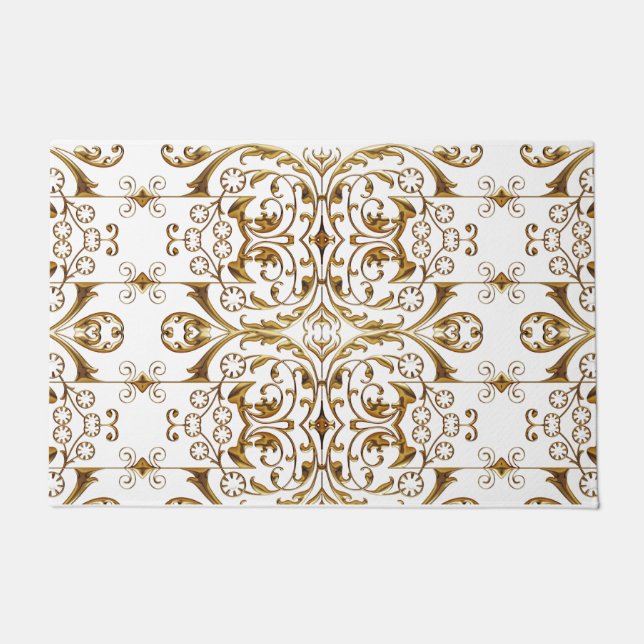 White and Gold Luxury Door Mat Fußmatte (Vorderseite)