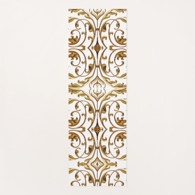 White and Gold Luxus Yoga Mat Yogamatte (Vorderseite)