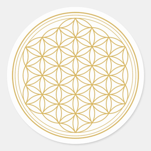 White and Gold Mandala Round Sticker (Vorderseite)