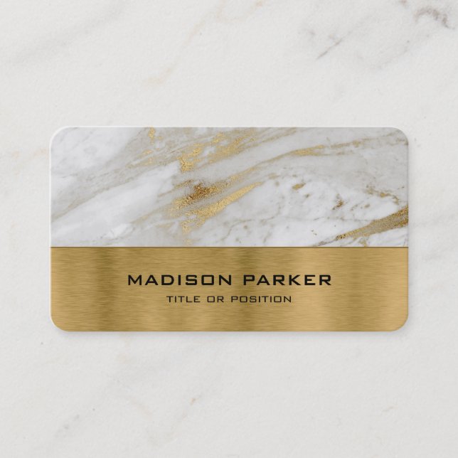 White and Gold Marble Business Card Visitenkarte (Vorderseite)