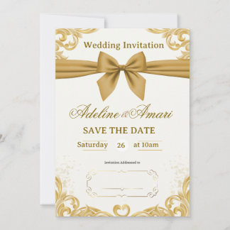 White and Gold Modern Elegant Wedding Celebration Einladung
