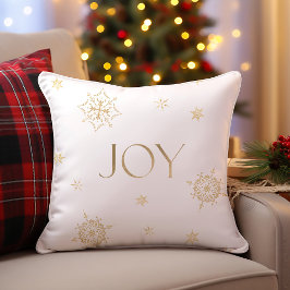 White and Gold Moderne Snowflake Holiday Joy Kissen