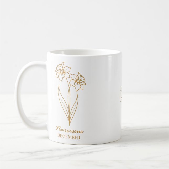 White and Gold Narcissus Dezember Individuelle Nam Kaffeetasse (Links)