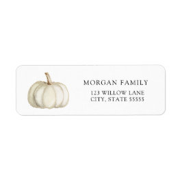 White and Gold Pumpkin Return Address Label