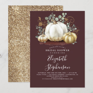 White and Gold Pumpkins Fall Brautparty Einladung