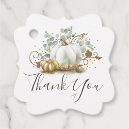 White and Gold Pumpkins Fall Danke Geschenkanhänger