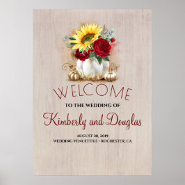 White and Gold Pumpkins Hochzeit im Herbst Begrüßu Poster