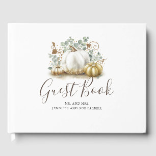 White and Gold Pumpkins Hochzeit im Herbst Gästebuch