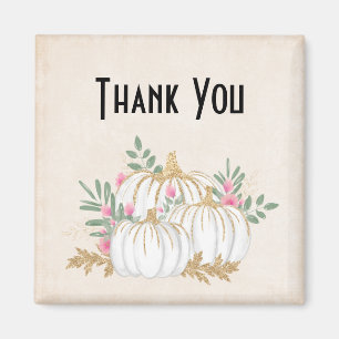 White and Gold Pumpkins Wasserfarbe Vielen Dank Magnet