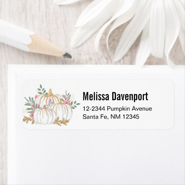 White and Gold Pumpkins Watercolor (Insitu)