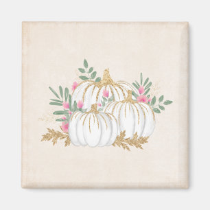 White and Gold Pumpkins Watercolor Magnet