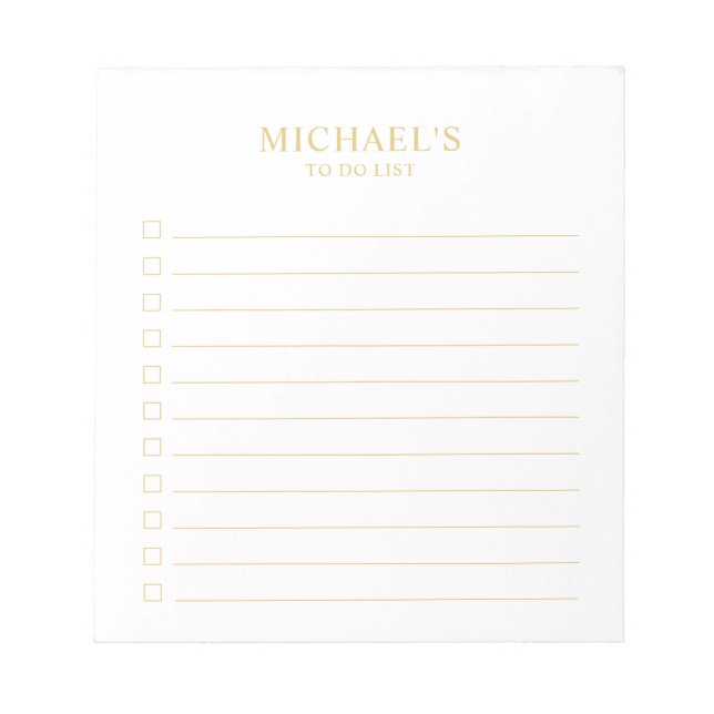 White and Gold To Do List Editor Notizblock (Vorderseite)