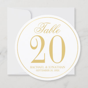 White and Gold Wedcle Tischnummer Card