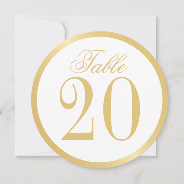 White and Gold Wedcle Tischnummer Card (Vorderseite)
