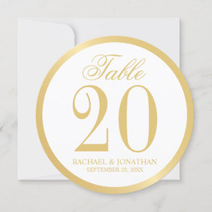 White and Gold Wedcle Tischnummer Card