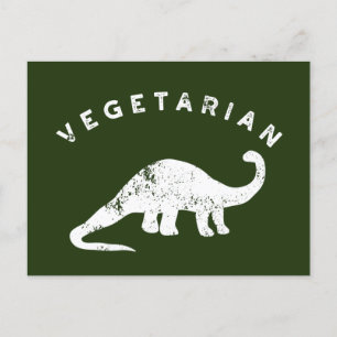 White and Hunter Green Vegetarian Dinosaur Postkarte
