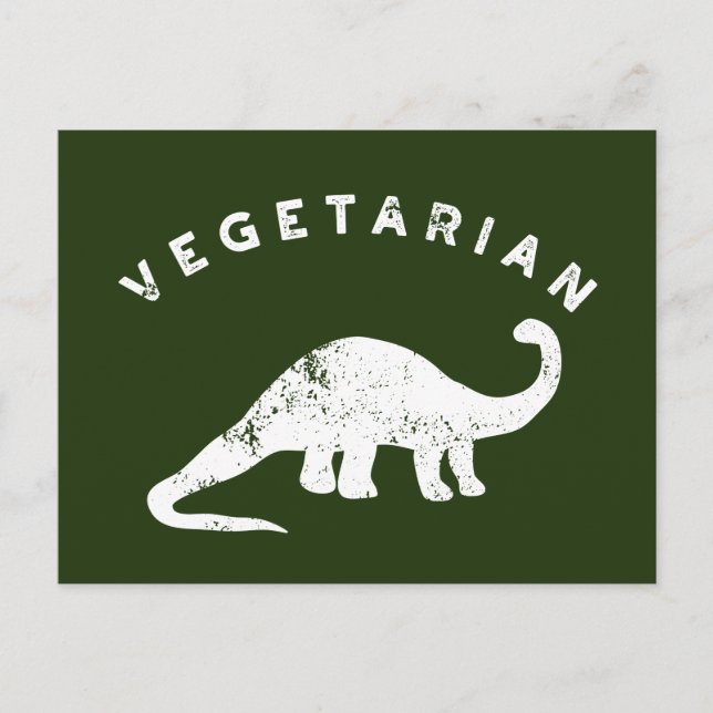 White and Hunter Green Vegetarian Dinosaur Postkarte (Vorderseite)