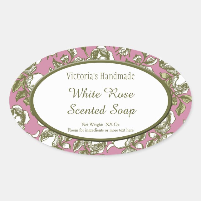White and Imitats Gold Rose Custom Soap Stickers (Vorderseite)