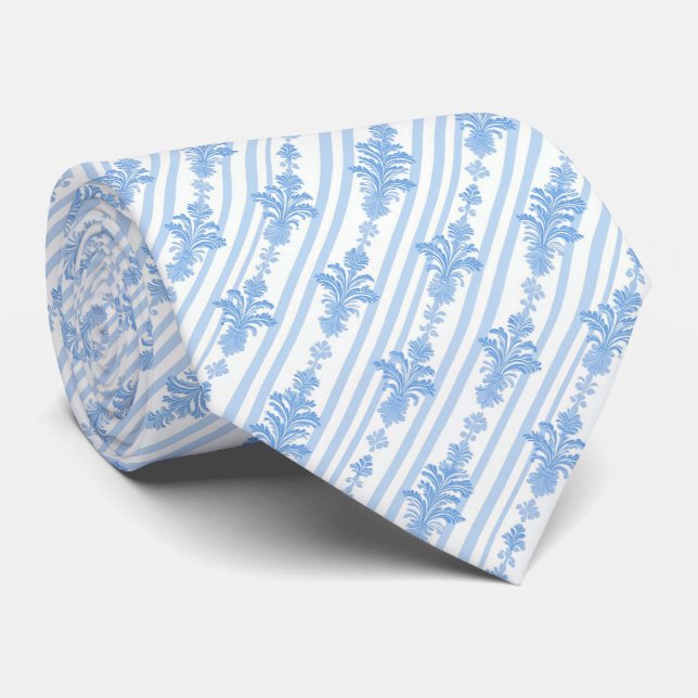 White and light blue pattern neck tie krawatte (Gerollt)