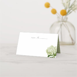 White and Light Green Hydrangea Blank Place Card Platzkarte