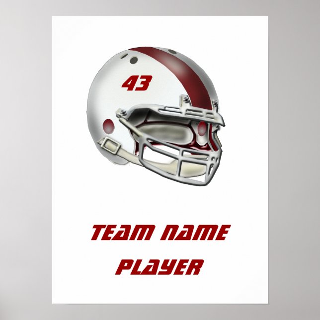 White and Maroon Football Helmet Poster (Vorne)