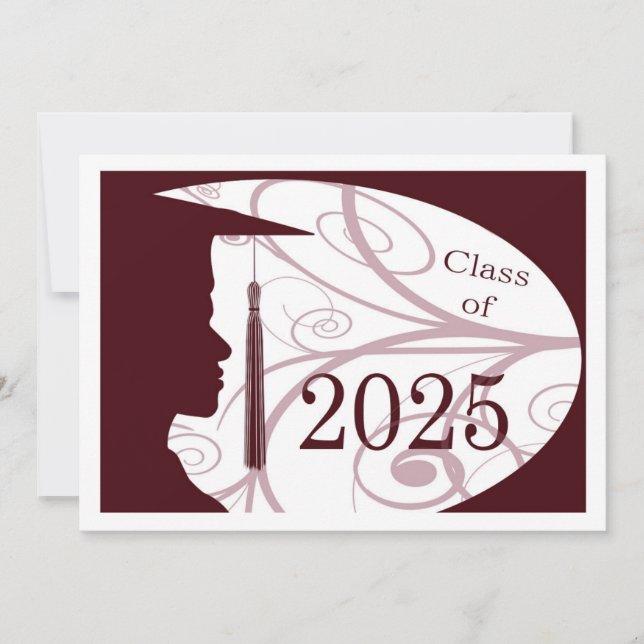 White and Maroon Man Silhouette 2025 Card Einladung (Vorderseite)