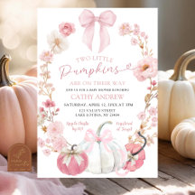  White and Pink Bow Coquette Twins Pumpkin Floral 