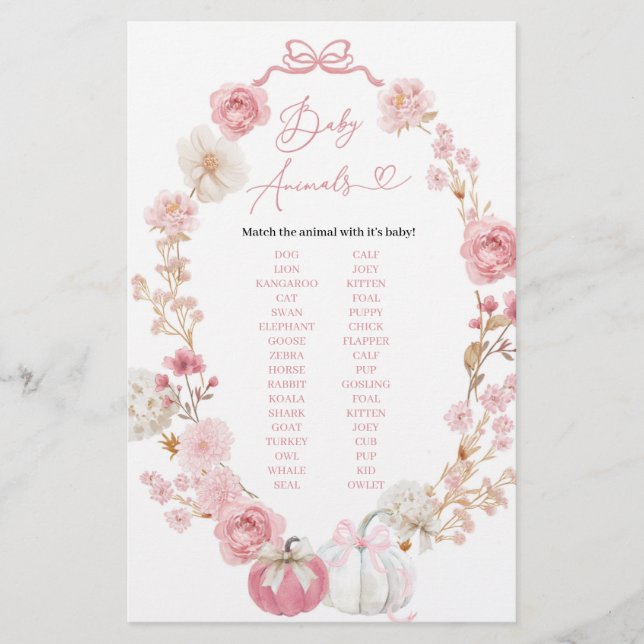 White and Pink Little Pumpkin Baby Animals Game (Vorderseite)